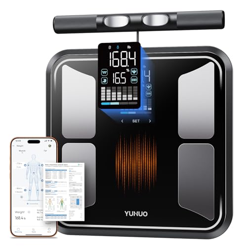 YUHUO Smart Scale for Body Weight, 8-Electrode Dual-Frequency BIA Digital Bathroom Scale with Full Body Composition Analysis for BMI, Body Fat, Muscle Mass, Segmental Analysis, 28 Metrics in APP