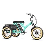ADDMOTOR Electric Trike for Adults, HEROTRI M-365X Electric Tricycle, 750W Rear Drive Full Suspension 85MI 20Ah 48V Etrike, 20'' Fat Tire 3 Wheel Electric Bike, Parking Brake, Differential, Sky Blue