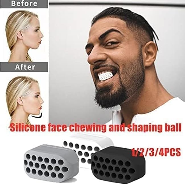 Gray Jaw Exerciser Ball Food Grade Silicone Chewing Device Jaw Exerciser Tablets Jawline Exercise Sculptor Facial Fitness Accessories Exerciser for Men and Women Grip Strengtheners