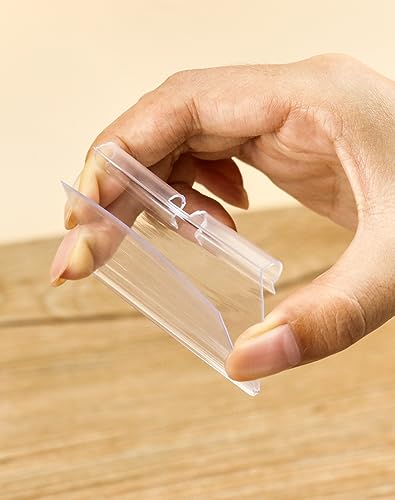QWORK® 100x Transparente PVC-Kunststoff Preisschilder Halter Etikettenhalter für Draht-RegaleEinkaufszentrenSupermärkteGeschäfte (6 x 4,2 cm)