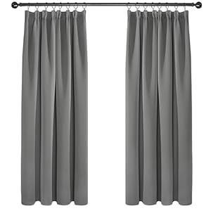 Deconovo Grey Blackout Curtains Thermal Curtains Super Soft Pencil Pleat Blackout Curtains Bedroom 46 x 54 Drop Inch Light Grey Two Panels