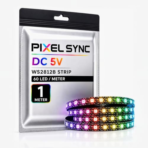Image of WS2812B RGB Pixel Strip 1M, 60 Individually Addressable LEDs, 5V Digital Programmable LED Strip for DIY Electronics, STEM, Robotics, IoT & Maker Projects(1 Meter, 60 LED /Meter)