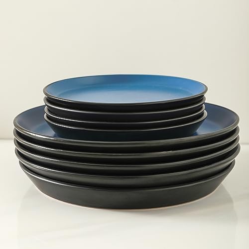 Stone Lain Albie Stoneware 16-Piece Modern Dinnerware Set, Kitchen Plates and Bowls Sets, Service for 4, Blue and Black, Microwave & Dishwasher Safe by Stone Lain - Image 5