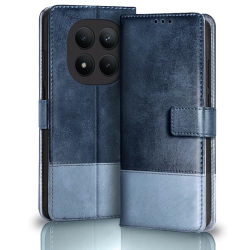 Image of TheGiftKart Flip Back Cover Case for Mi Redmi Note 15 Pro Plus 5G | Dual-Color Leather Finish | Inbuilt Stand & Pockets | Flip Back Case Cover for Redmi Note 15 Pro+ 5G (Faux Leather, Blue & Sky)