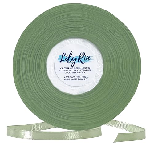 Image of Sage Green Ribbon 1 /4 Inches 36 Yards Satin Roll Perfect for Art, Wedding, Wreath, Baby Shower, Packing Birthday, DIY Hair Accessories Scrapbooking, Wrapping Christmas Other Projects Pale Color