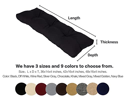 Rosninika Outdoor Bench Cushion Outdoor Bench Cushions For Patio Furniture Outdoor Seat Cushion Porch Swing Cushions For Furniture With Non Slip Tufted Memory Foam 36X14X4 Inches Mixed Golden #TOP3