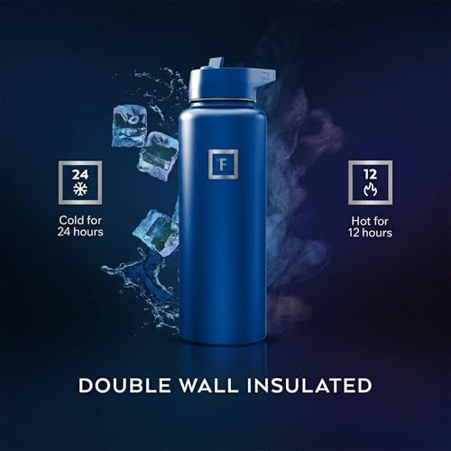 Image of IRON FLASK 40 oz Wide Mouth Water Bottle with Straw | Insulated Stainless Steel Sports Water Bottle with Leakproof Straw Lid - BPA Free, Cold 24 Hrs, Sweat Free (Twilight Blue)