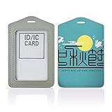 パスケース 定期入れ IC IDカード入れ グレー ネックストラップ付 社員証入れ 通学 通勤 passcase 秋 味覚 果物 月 うさぎ 014996