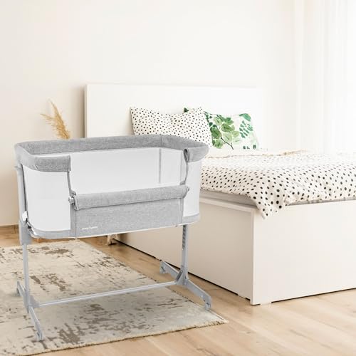 Next to me Crib 3 in 1 - Bedside Cots for Babies - Baby Bassinet with Breathable Mesh - Baby Cot with Mattress Included - 7 Height Levels - Wheels & Removable Side Panel - Suitable up to 9kg - Image 3