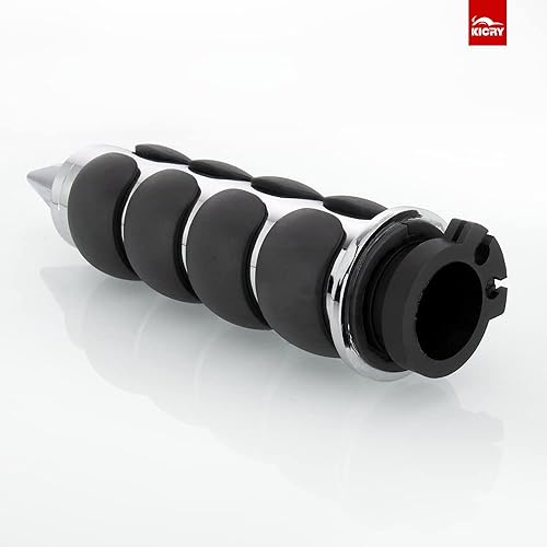 Miniatura 5 de KICRY Empuñaduras de mano para motocicleta de 1 pulgada para manillar de acelerador, 0.984 in, goma de aluminio cromada, negra, compatible con