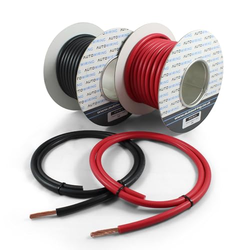 Autowiring Automotive Hi-Flex - Cable de PVC para batería, arrancador, inversor, soldadura, 110 amperios, 16 mm² (rojo, 20 m)