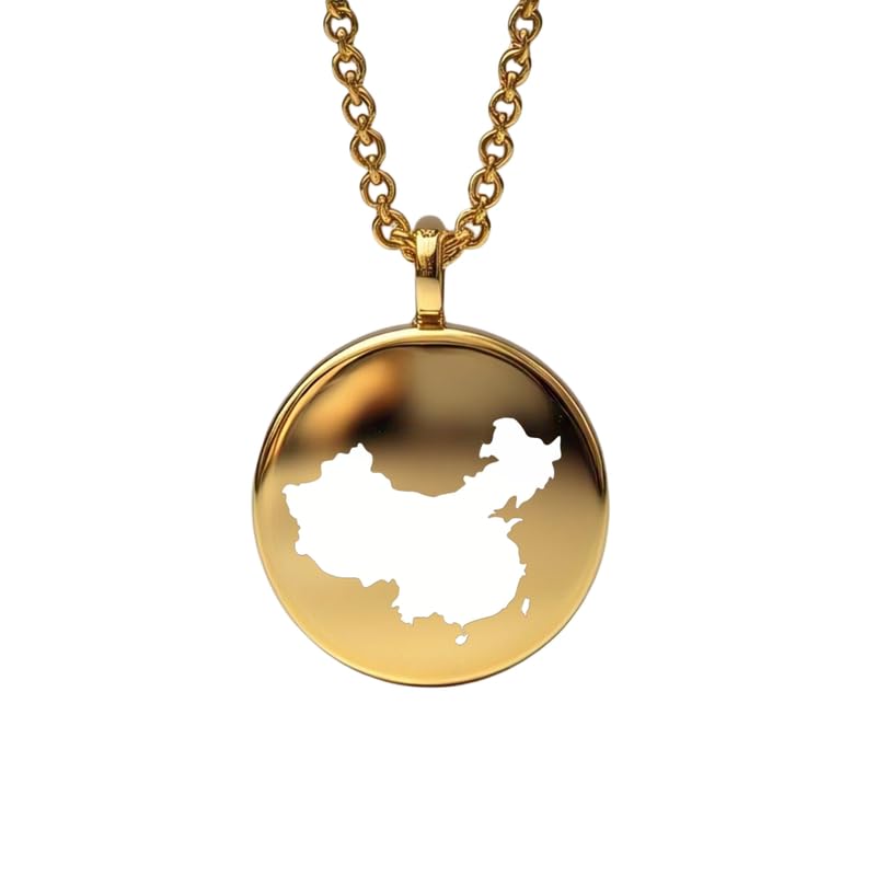 Pendentif carte de Chine rond 24 mm en argent et or anti-ternissement durable