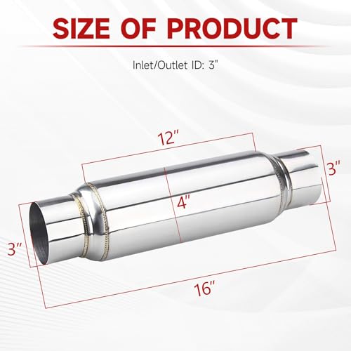 Image of LCGP 3 inch Universal Resonator, Straight Through Performance Muffler, 16 inch Overall Length