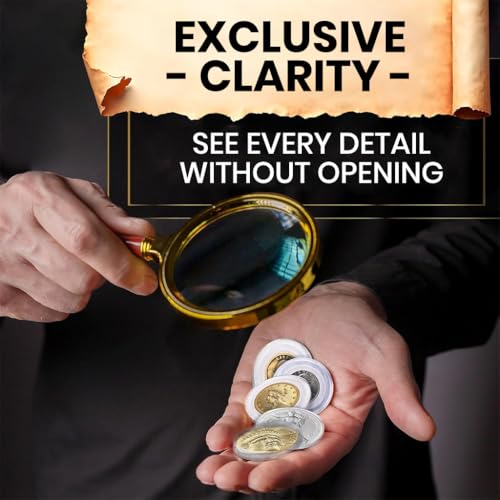 Image of Climberty 60 Pcs Coin Box with 5 Sizes Protective Gasket, Clear Plastic Coin Capsule Holder for 17-40mm Coins, Tokens, Medals, Collecting Storage Organizer