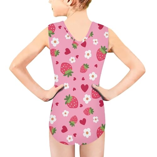 Girls Swimsuits Size 3-14 Kids Summer Sleeveless One Piece Bathing Suit Beach V-Neck3