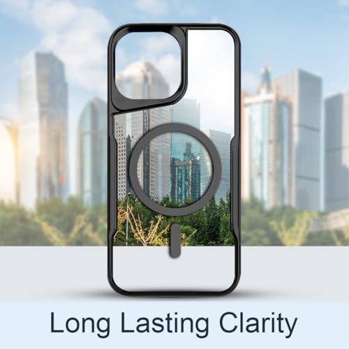 Image of KARWAN iPhone 15 Pro Back Case Cover Hybrid Acrylic Transparent Electroplated Shockproof Phone Case for iPhone 15 Pro (TPU | Titanium Black