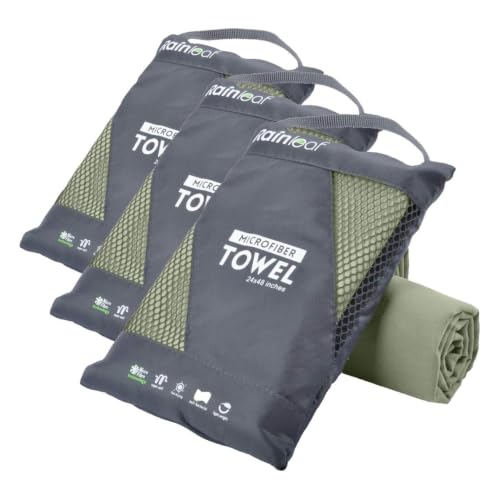 Image of Rainleaf Microfiber Towel Quick Dry Camping & Travel & Gym Towel. Compact | Super Absorbent, Lightweight, Fast Drying. Suitable for Beach, Bath, Backpacking, Hiking, Swim.