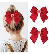 2PCS Valentine Day Hair Bows Clips Red Velvet Bows Clips Hairgrips Glitter Grosgrain Hair Clips w...