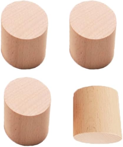 Paquete de 4 elevadores de madera para muebles de 2 pulgadas de altura extra, patas redondas de madera natural para elevar pies sólidos, extensor de