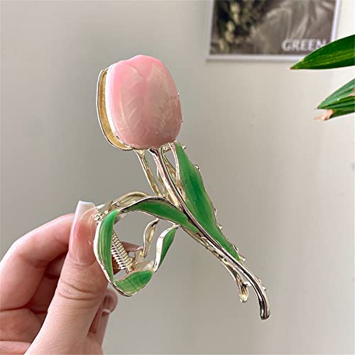 Tulip Flower Hair Clip Korean Style Fashion Shark Hairpin Strong Hold Hair Clips Hairpins for Women and Ladies Anti-slip Clips Head Wear Styling Tools Claw Clips for Women Hair Accessories - Image 2