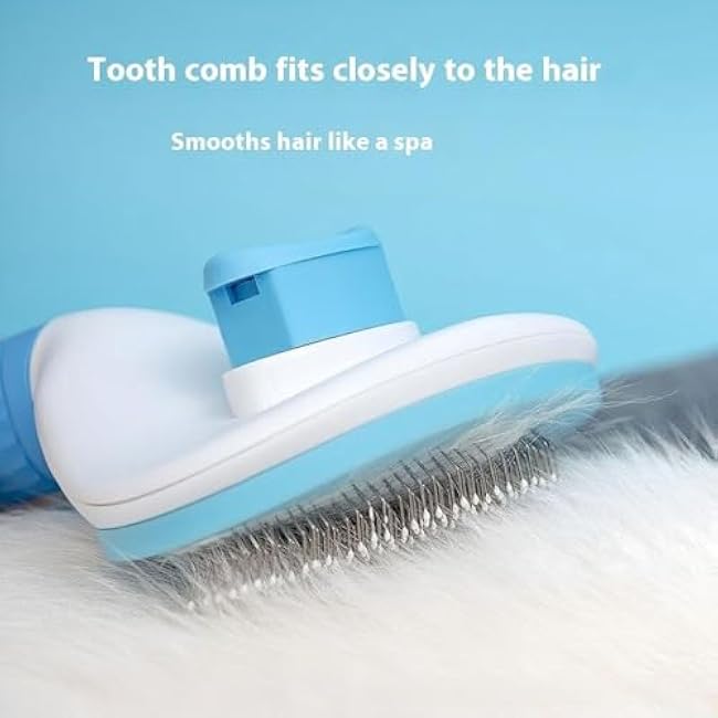 Cat Hair Brush, Cat Brush for Shedding with Metal Comb, Self Cleaning Pet Hair Brush with Release Button - Skin Friendly Deshedding Grooming Brush for Short and Long Haired Cats-GL0nrDZ1