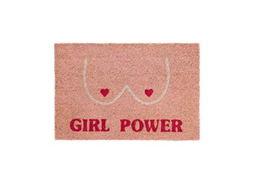 Fisura - Girl Power Outdoor Doormat, Coconut Door Mat with Non-Slip PVC Backing, dirt trapper door mats indoor & outdoor, Funny Welcome Door Mat Hand Painted, Size: 60cm x 40cm