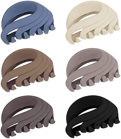 Medium Hair Claw Clips for Thin Hair, 2.6 Inch Hair Clips for Women Girls Kids, Strong Matte Flower Clips Jaw Clip for Fine Hair/Medium Thick Hair, Non Slip Hair Clamps with Gift Box (6 Packs) (neutral)