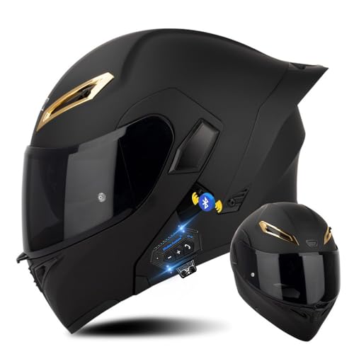 Bluetooth Cascos Modulares de Moto, Casco Abatible ECE Homologado, Casco Modular Integrado con Visera Solar Doble Antivaho y Forro Extraíble,Casco Cola Grande para Hombres Mujeres