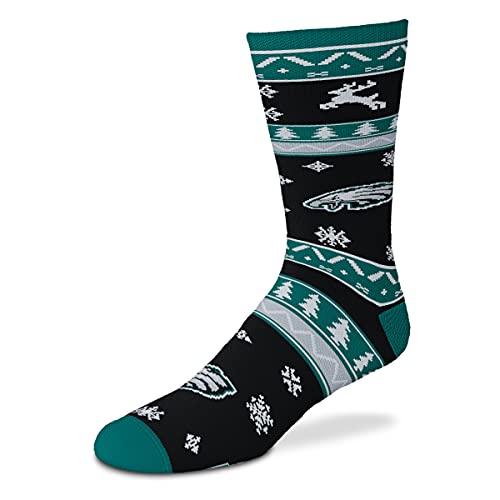 FBF - NFL Holiday Pattern Christmas Crew Socks (PHILADELPHIA EAGLES, Medium)