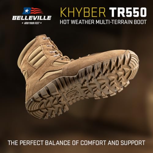 Tactical Research Khyber TR550 8" Combat Boots for Men - Lightweight Hot Weather Multi-Terrain Army OCP ACU Coyote Brown Leather and Nylon with Vibram Traction Outsole3