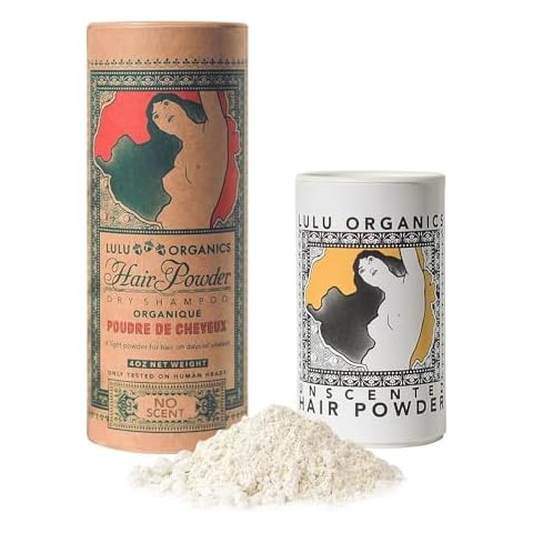 Lulu Organics All Natural Dry Shampoo Bundle – Travel Size (1 oz) & Full Size (4 oz) - Paraben Free, Talc Free, Non Aerosol, No White Cast, Fragrance Free Powder for All Hair Types – Unscented Cover