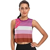 Women's Crop Top Workout Shirts Lipstick_Lesbian_Pride_Flag Sleeveless Muscle Tank Athletic Crop...