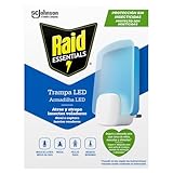 Raid Essentials Pack Trampa LED Antimoscas, Antimoscas de Fruta y Antipolillas, Sin Insecticida, Protección 24/7 contra Insectos Voladores, para Uso Interior, 1 Aparato + 1 Recambio