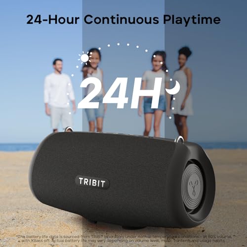 Image of Tribit StormBox Lava Portable Bluetooth Speaker, 80W Loud Wireless Speaker, 24H Playtime, IP67 Waterproof, Bluetooth 5.4, Custom EQ, XBass, Built-in Mic, TWS Pairing for Camping /Beach /Party /Outdoor