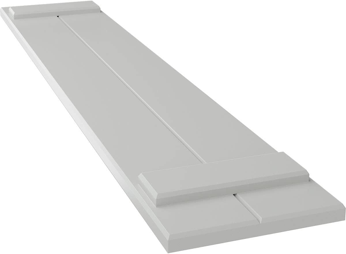 Ekena Millwork 10 3/4"W x 78"H True Fit PVC Two Board Joined Board-n-Batten Shutters, Hailstorm Gray (Per Pair - Hardware Not Included)