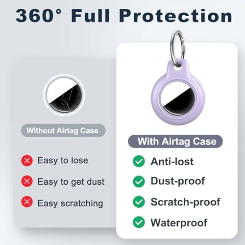 Image of MOLOSLEEVE 1 Pack Waterproof for Apple for AirTag 2nd & 1st Gen Holder, for Air Tag Case with Keychain, PC Hard Shell Swivel Buckle, for Airtag Case Suitable for Tracking, Bags, Luggage, Keys (Purple)