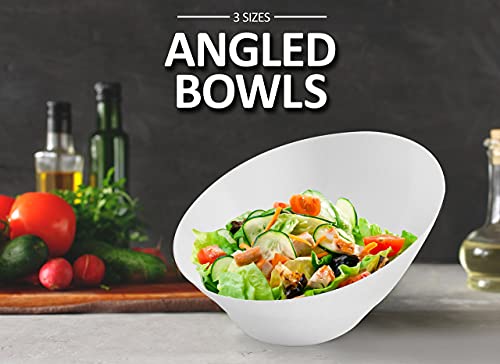 Party Bargains Angled Plastic Bowls - [5 Pack] White, Heavy-Duty Premium Quality Large Serving Bowl, Excellent For Weddings, Baby & Bridal Showers, Parties & More #TOP7