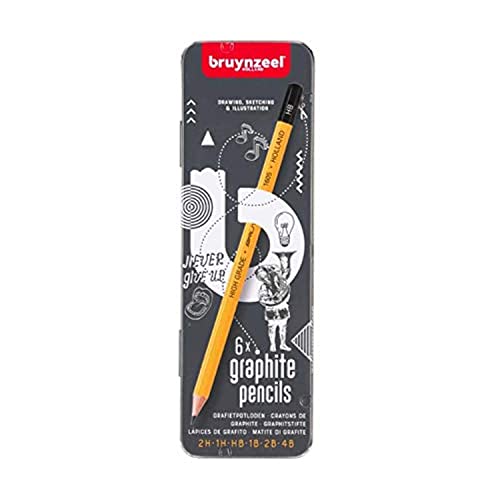 Bruynzeel - Caja De Metal Con 5 Lápices De Grafito Burotek Diferentes Durezas Multicolor En Oferta Bzl Lap.grafito Metal Est.6#