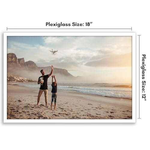 Americanflat 18x12 Picture Frame with Polished Plexiglass - Streamline Collection - Thin Border Picture Frame for Wall Display - Hanging Hardware Included - White