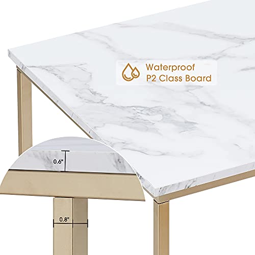 Ivinta Computer Desk With Shelves, Office Desk For Living Room,Small Desk With Storage Space, Home Office Desks, Vanity Desk With Gold Legs Pc Laptop Table (White, 55") #TOP6