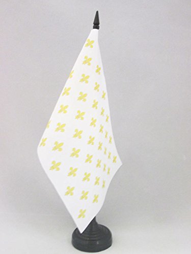 AZ FLAG France White and Gold Fleur-de-Lis Table Flag 5'' x 8'', French Royal Office Decoration 100% Polyester 21 x 14 cm - Image 2