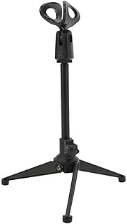 maozi Plastic Adjustable Desktop Microphone Tripod Stand Holder Bracket Table Mic Holder with Mic Clip for Live Broadcast Conference