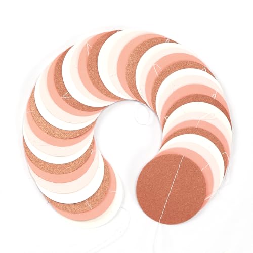 Image of Pink-Brown Peach Party-Decorations Streamers Garland - 52ft Boho Fall Groovy Hanging Paper Banner,Baby Bridal Shower Wedding Autumn Neutral Birthday Room Home Thanksgiving Day Halloween Decor Hugfond