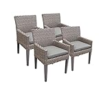 TK Classics Oasis 4 Piece Dining Chairs with Arms, Grey