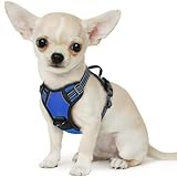 Eagloo Small Dog Harness No Pull, Service Vest with Reflective Strips and Control Handle, Adjustable and Comfortable for Easy Walking, No Choke Pet Harness with 2 Metal Rings, Blue, XS
