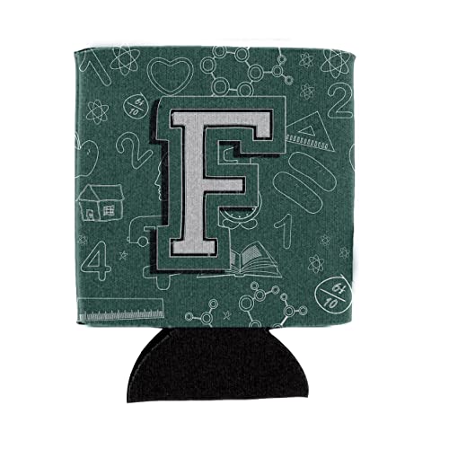 Caroline's Treasures CJ2010-FCC Letter F Back to School Initial Can or Bottle Hugger Cooler Washable Drink Sleeve Collapsible Beverage Insulated Holder, Can Hugger, Multicolor
