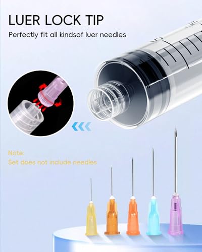 Image of 20ml Luer Lock Syringe without Needle - 20cc Plastic Syringes, Sterile, Individually Sealed, Pack of 10
