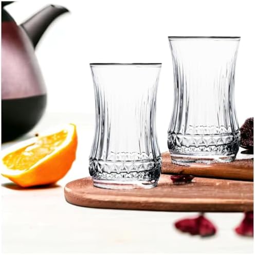 6 Adet Kristal Desenli Çay Bardağı - 160 ML Çok Amaçlı Bardak, Meşrubat, Çay ve Kahve İçin Dayanıklı Kullanım - Görsel 5