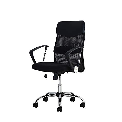 LOOKIT オフィスチェア メッシュ S字構造 腰サポート固定肘 ミドルバック ブラック SSP-MA