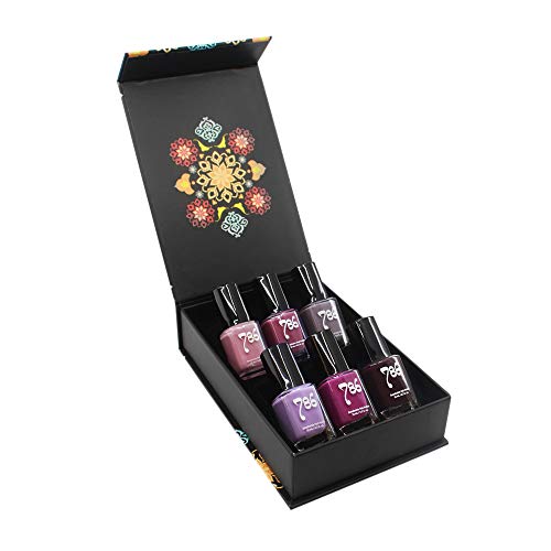 786 Cosmetics - 6 Piece Set - Breathable Nail Polish, Vegan Nail Polish, Cruelty-Free, Healthy, Halal Nail Polish, Fast-Drying Nail Polish (Purple Nail Polish Set)